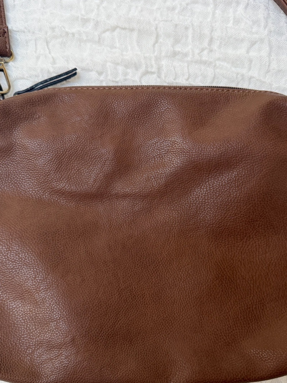 Joy Susan Vegan Brown Leather Crossbody Purse - Picture 2 of 14